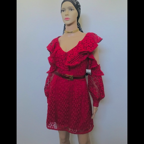 Stunning Alexis S deep red lace dress new - Picture 2 of 14